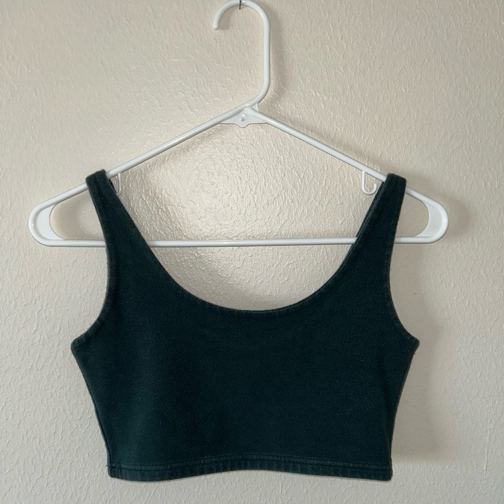 Brandy Melville Dark Green Women's Cropped Tank Top - Picture 4 of 5